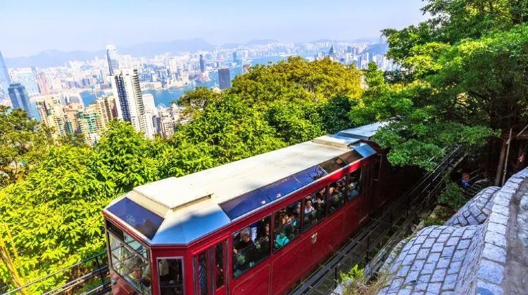 Visitors can reach The Peak by taxi, bus, or the Peak Tram