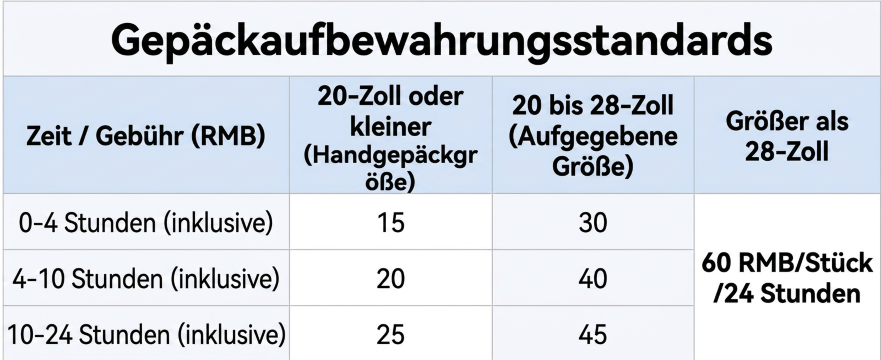 Standards für die Gepäckaufbewahrung am Flughafen Pudong