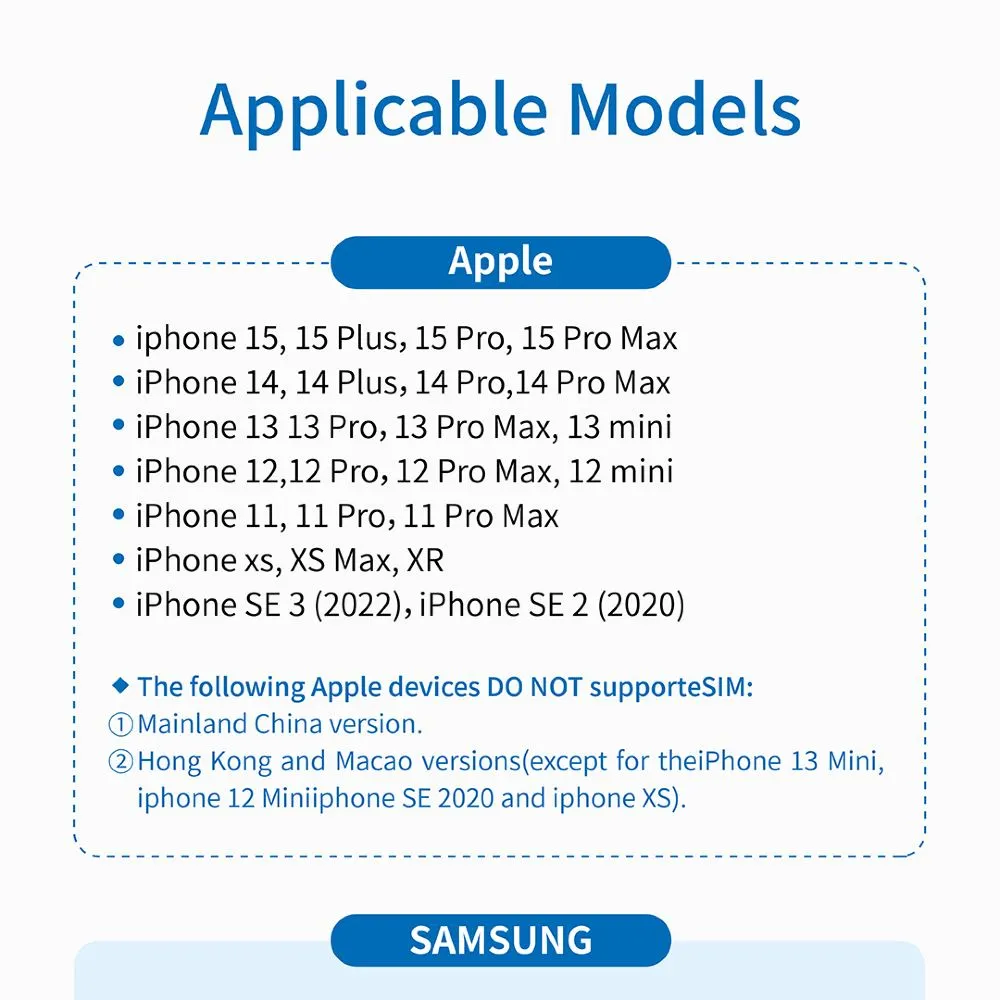 eSIM compatible devices