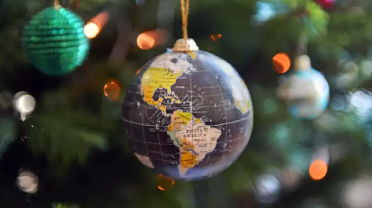 An earch model on Christmas tree