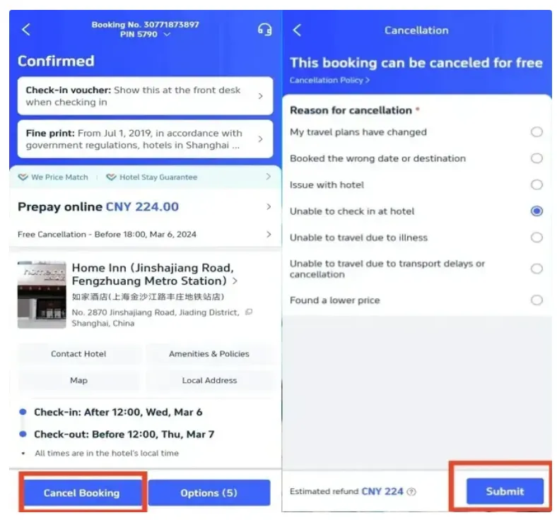 Step 4: Provide a resaon for cancellation