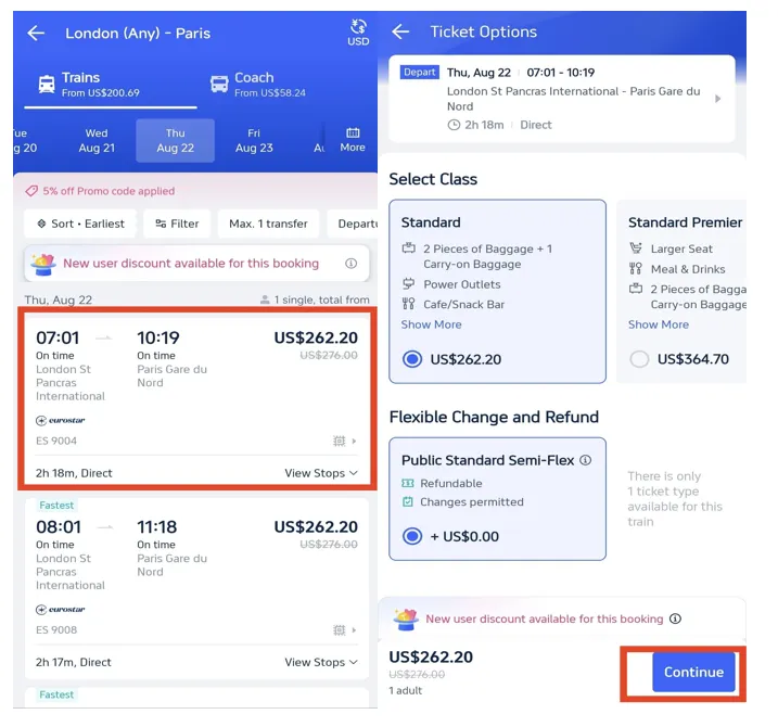 How to Buy Eurostar Tickets on Trip.com App Step by Step