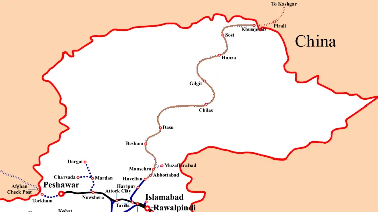 China–Pakistan railway map