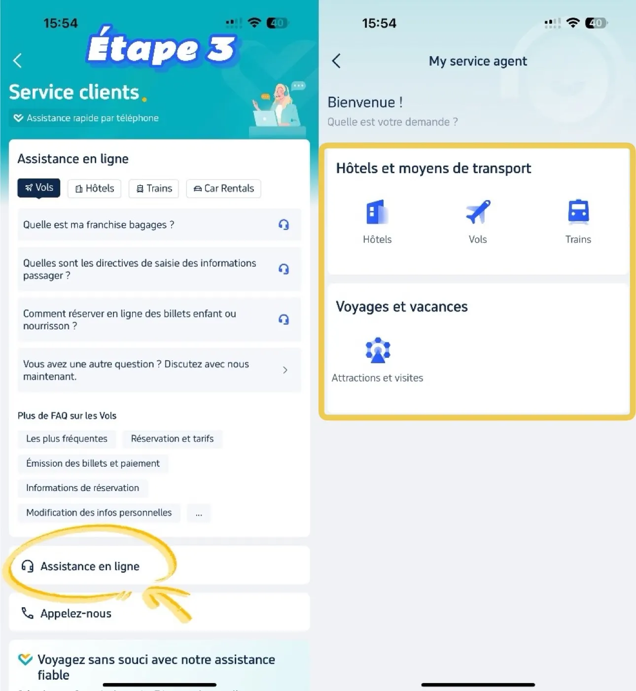 Étape 3 : Choisissez le service client Chat Trip.com