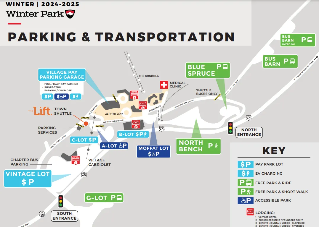 2. Parking Map at Winter Park Ski Resort