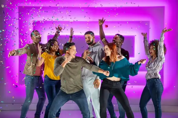 A group of people dancing