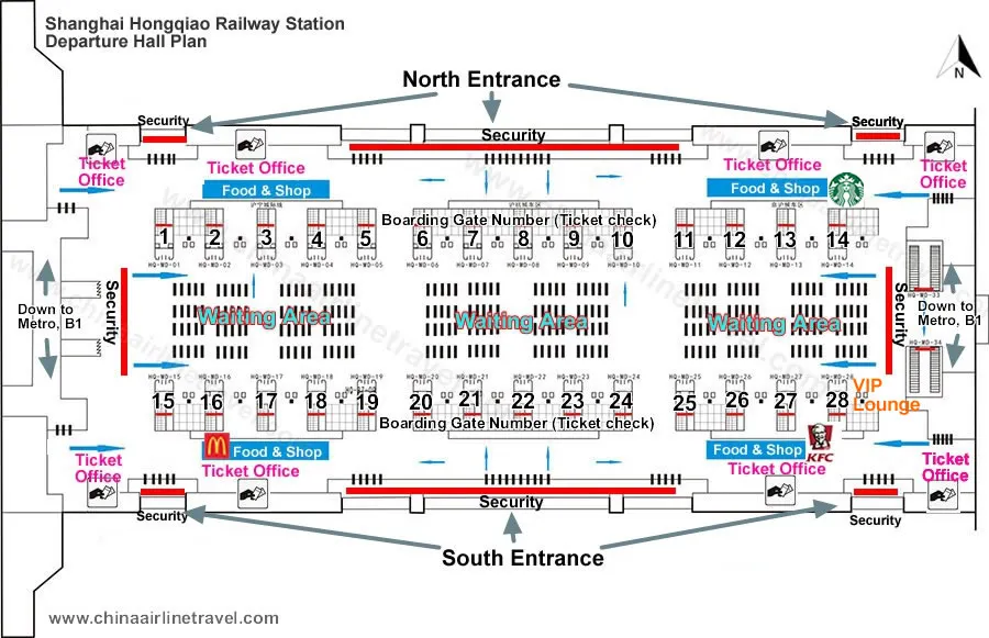 Layout & Facilities of Shanghai Hongqiao Railway Station