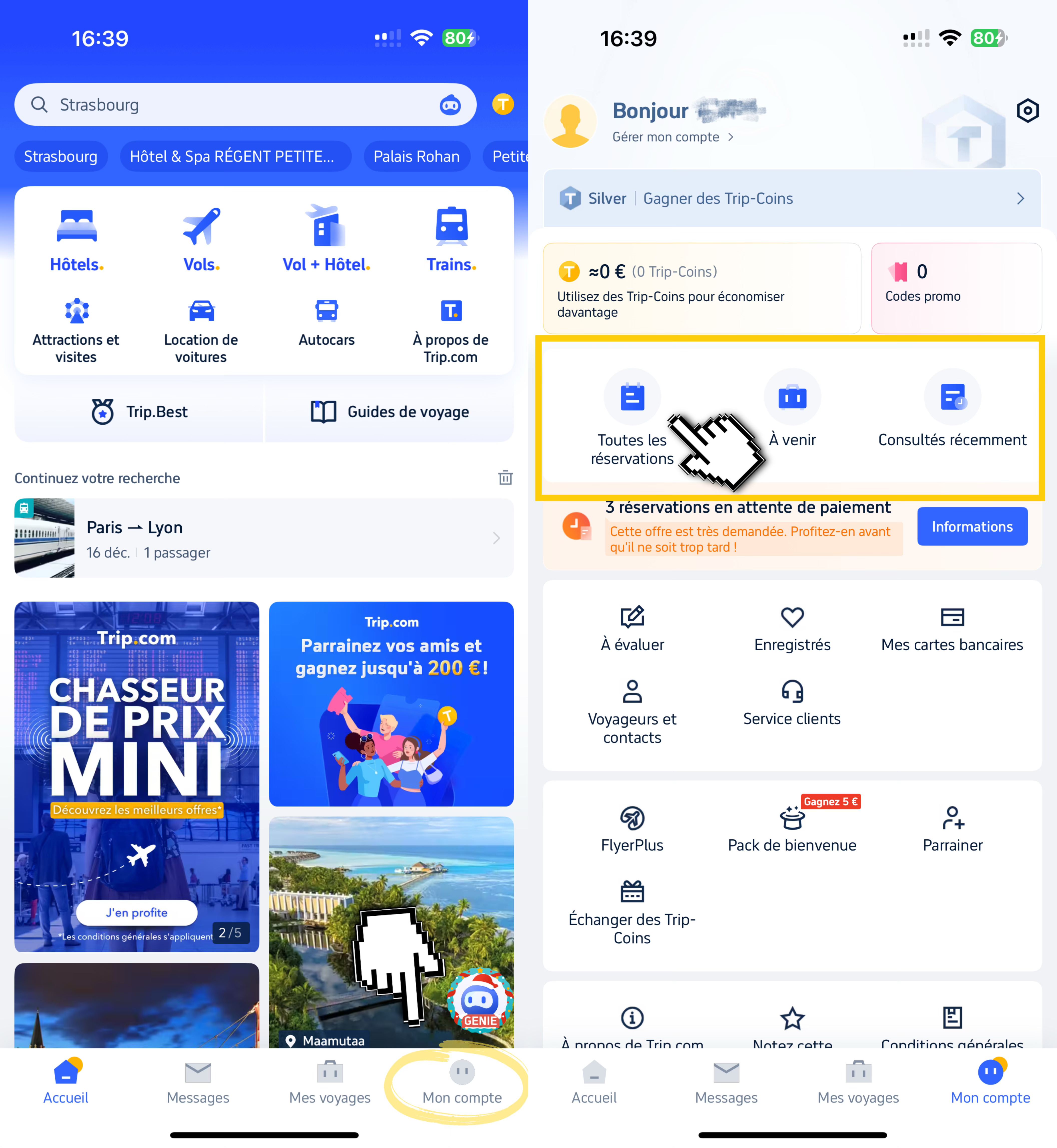 Trip.com APP pour acheter des billets : billets électroniques
