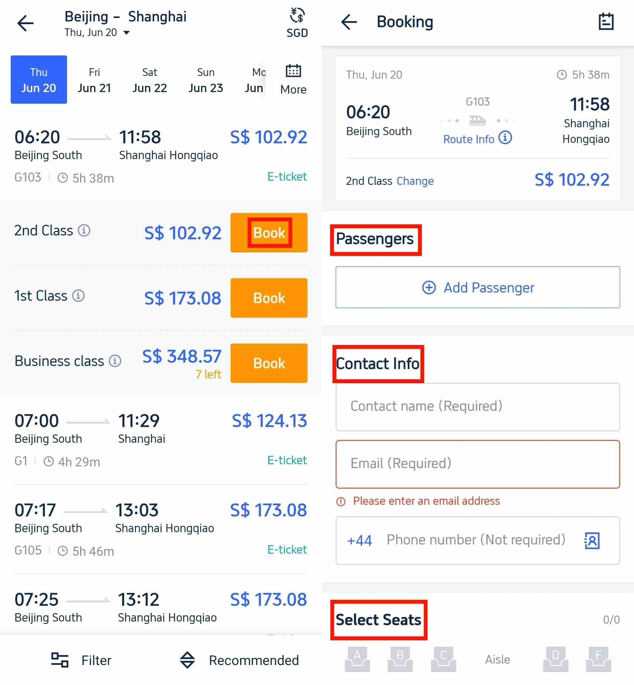 China Train Booking on Trip.com App
