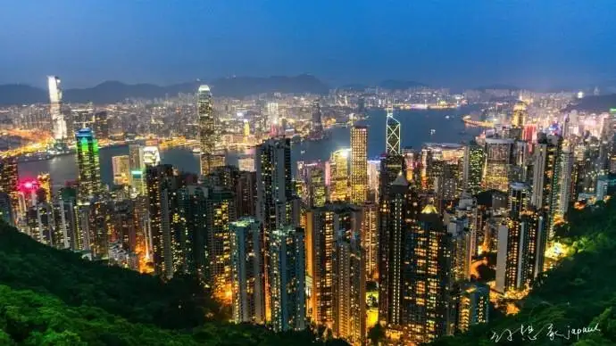 An evening view of Victoria Harbour