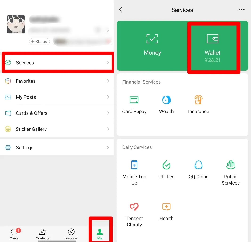Activate and Link Bank card to WeChat