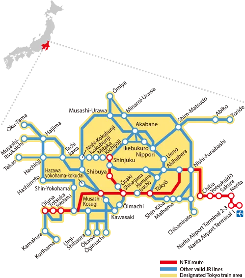 แผนที่เส้นทาง Narita Express