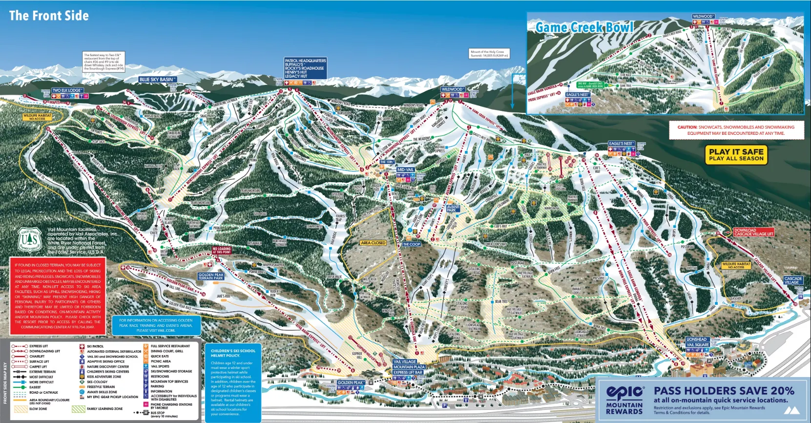 Trail map of Vail Ski Resort