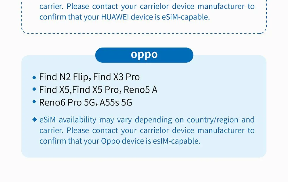 eSIM compatible devices