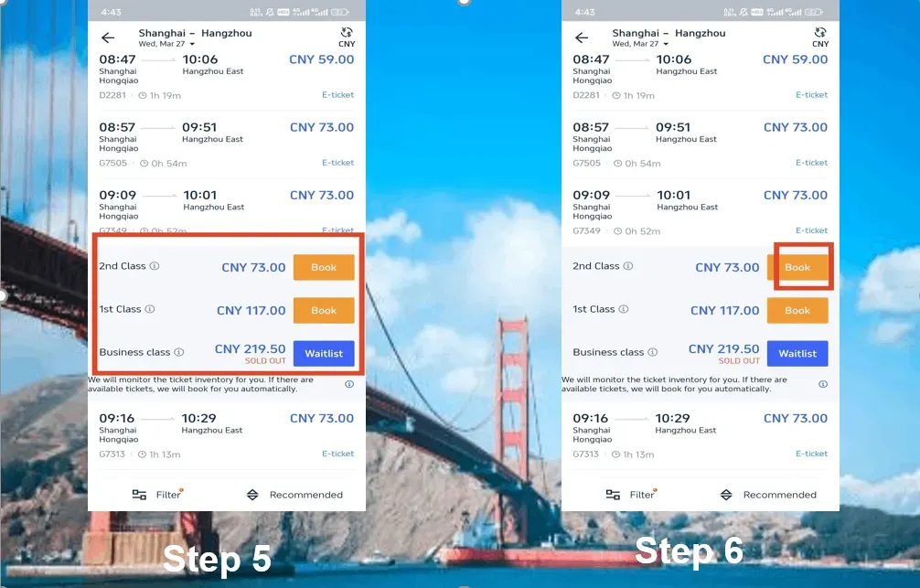 Panduan untuk Pesan Tiket Kereta Api China di Aplikasi Trip.com