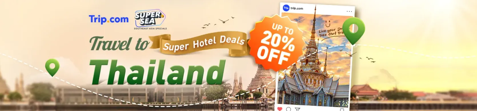 Trip.com Promo Code Hong Kong: Trip.com Super Hotel Deals: Travel to Thailand with up to 20% Off
