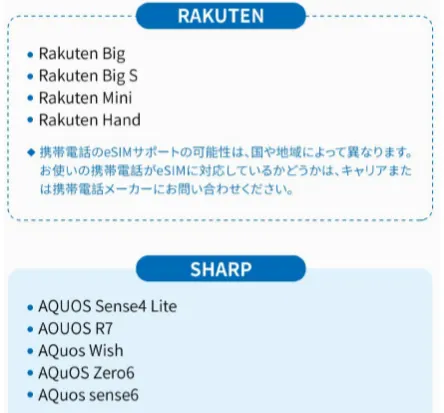 韓国eSIMの対応機種