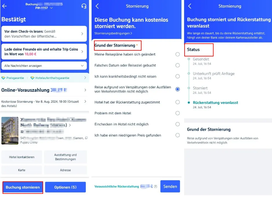 Rückerstattung erhalten