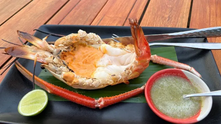 Source: Giselle Wee-Ong  Savoey Tha Maharaj serves Grilled Giant River Prawns with lime and nam jim.