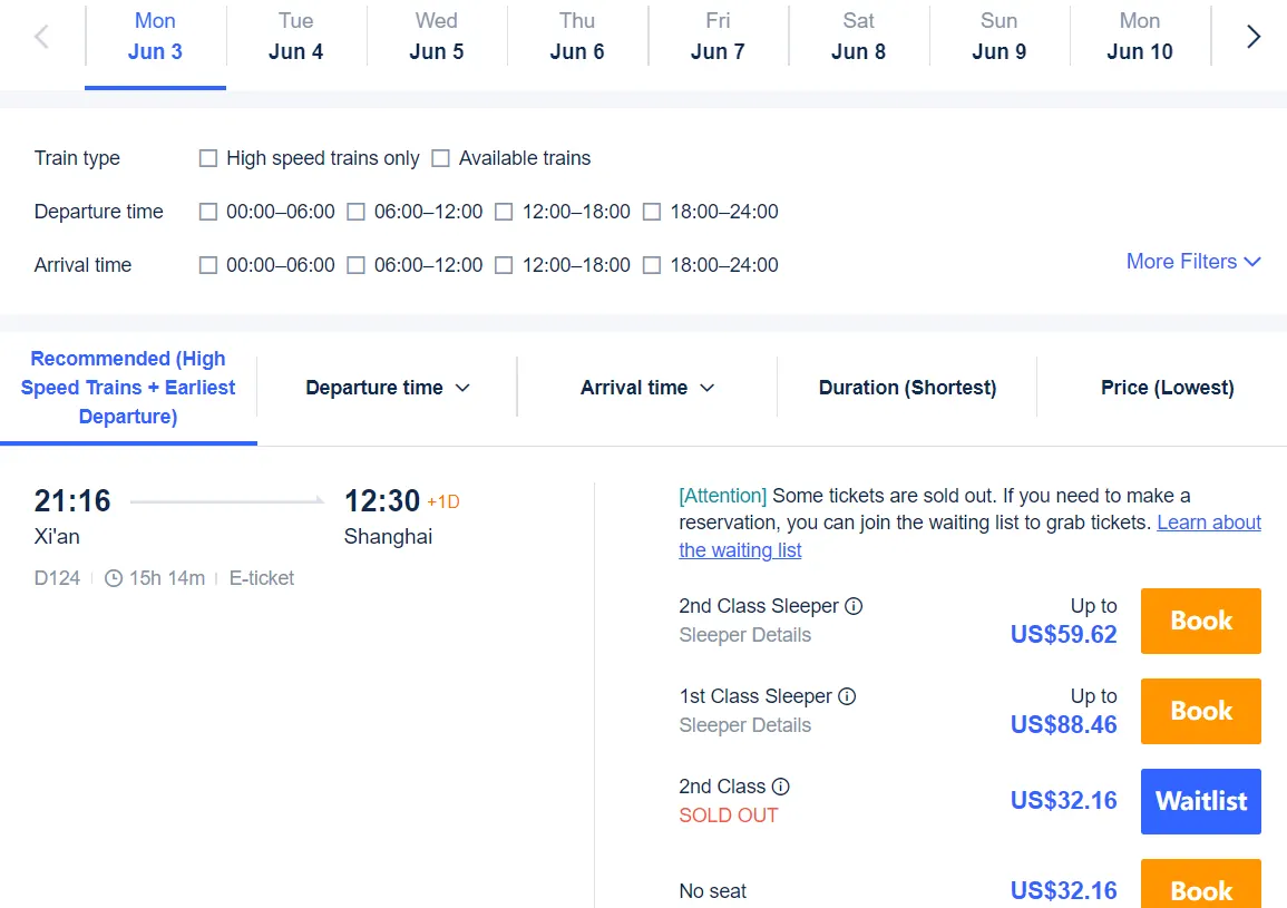 Buy Xian Train Tickets