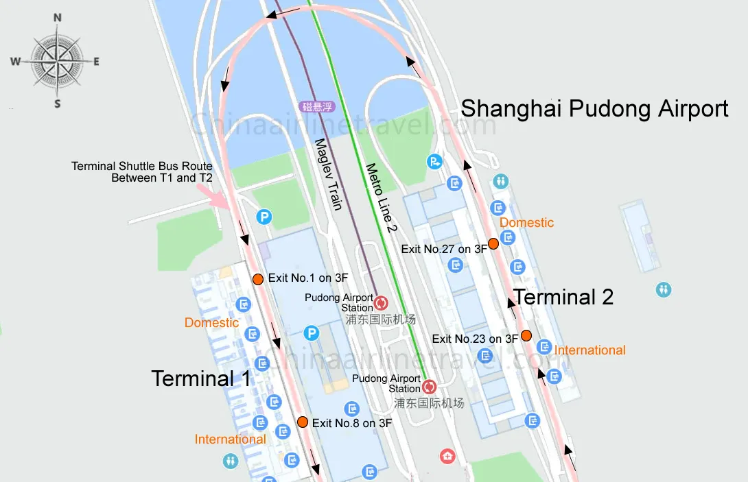 Layout of Shanghai Pudong Airport