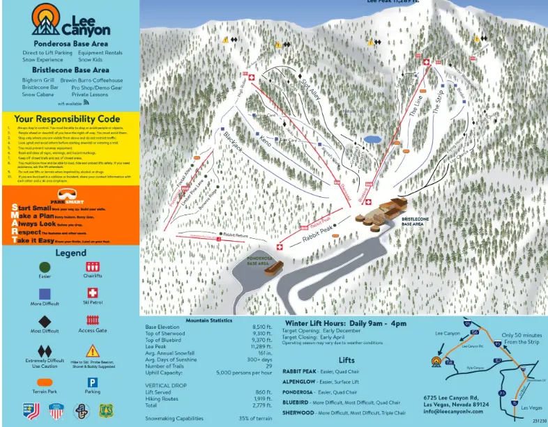 Lee Canyon Ski Resort map