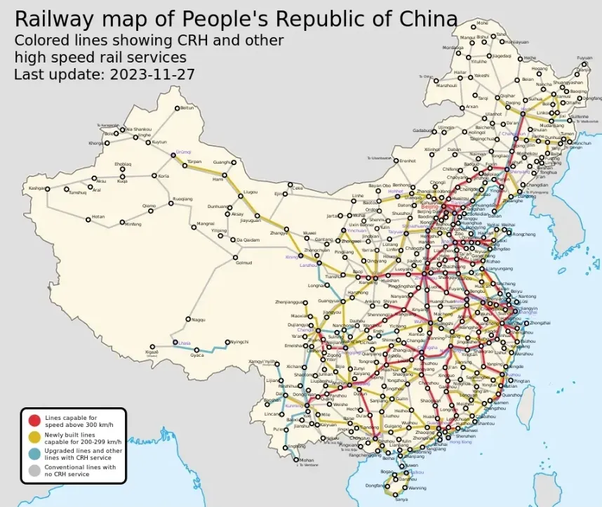 大陸高鐵路線圖介紹