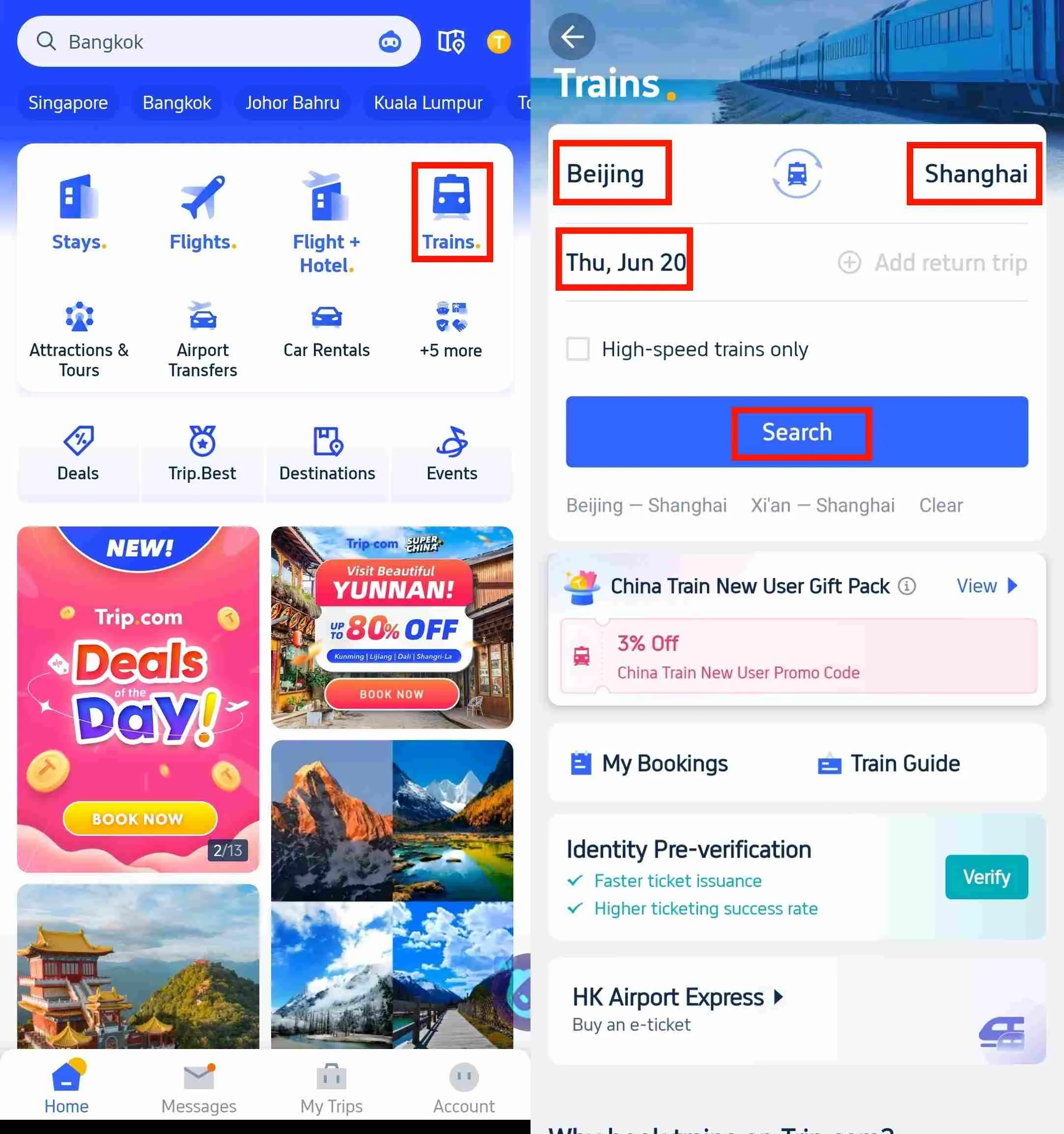 China Train Booking on Trip.com App