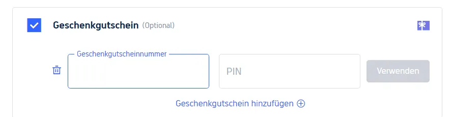 Zahlung mit Geschenkgutschein
