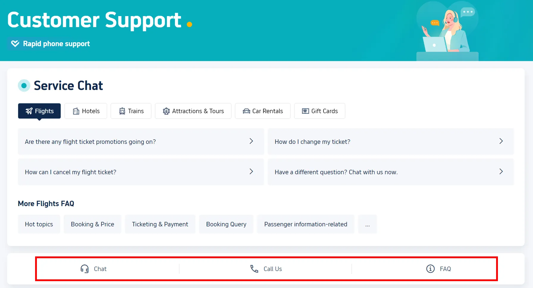 Trip.com customer support chat interface