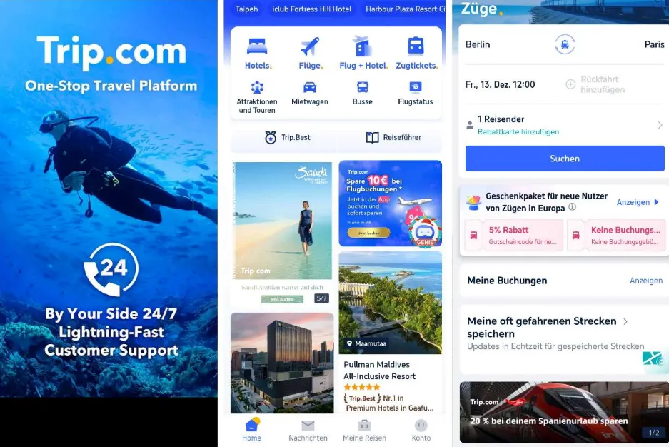 Trip.com App-Bahntickets per App kaufen