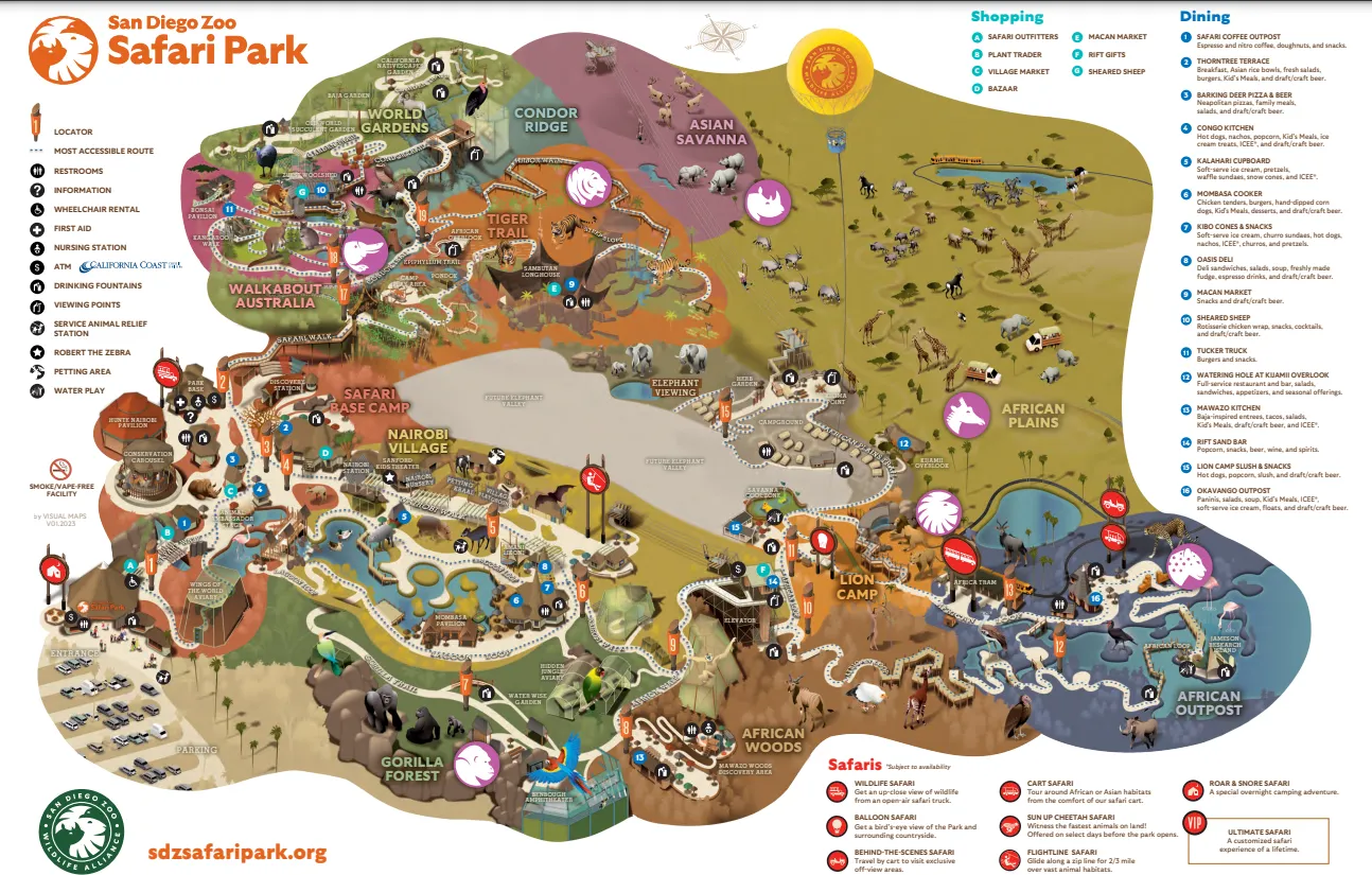 San Diego Zoo Safari Park Map