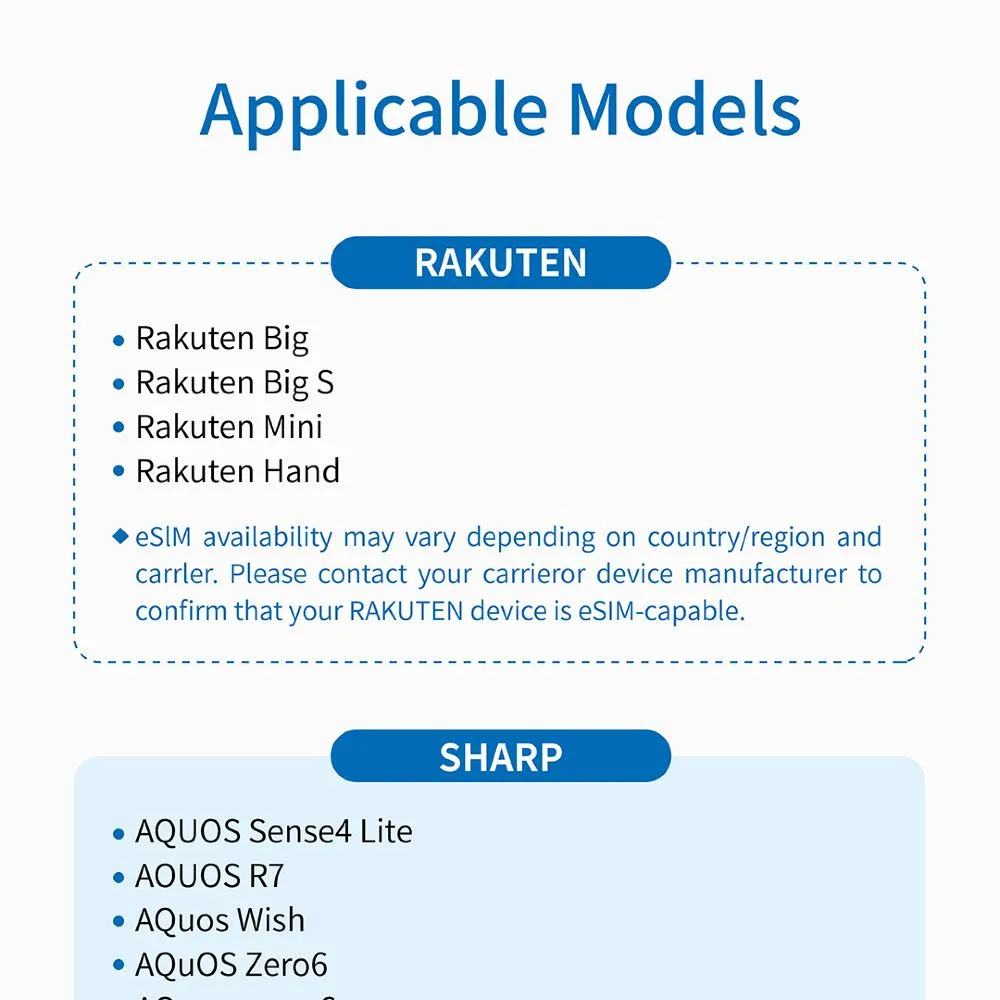 eSIM compatible devices