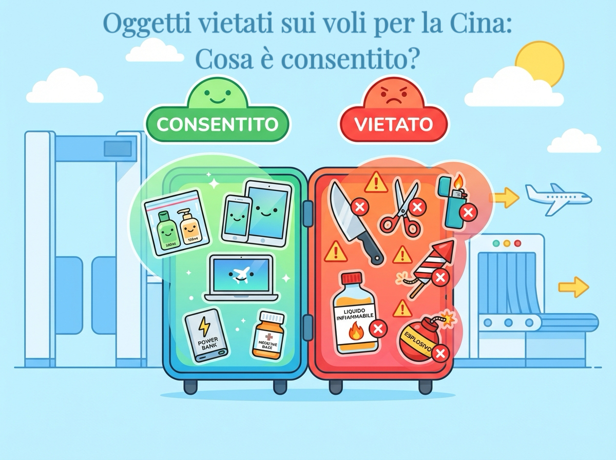Oggetti vietati sui voli per la Cina: cosa è consentito?