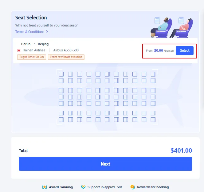 Step 4: Enter the Trip.com Seat Selection Page