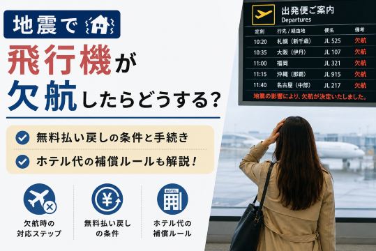 地震で飛行機が欠航したらどうする？無料払い戻し・ホテル代の補償ルールを徹底解説