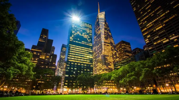 Bryant Park at night