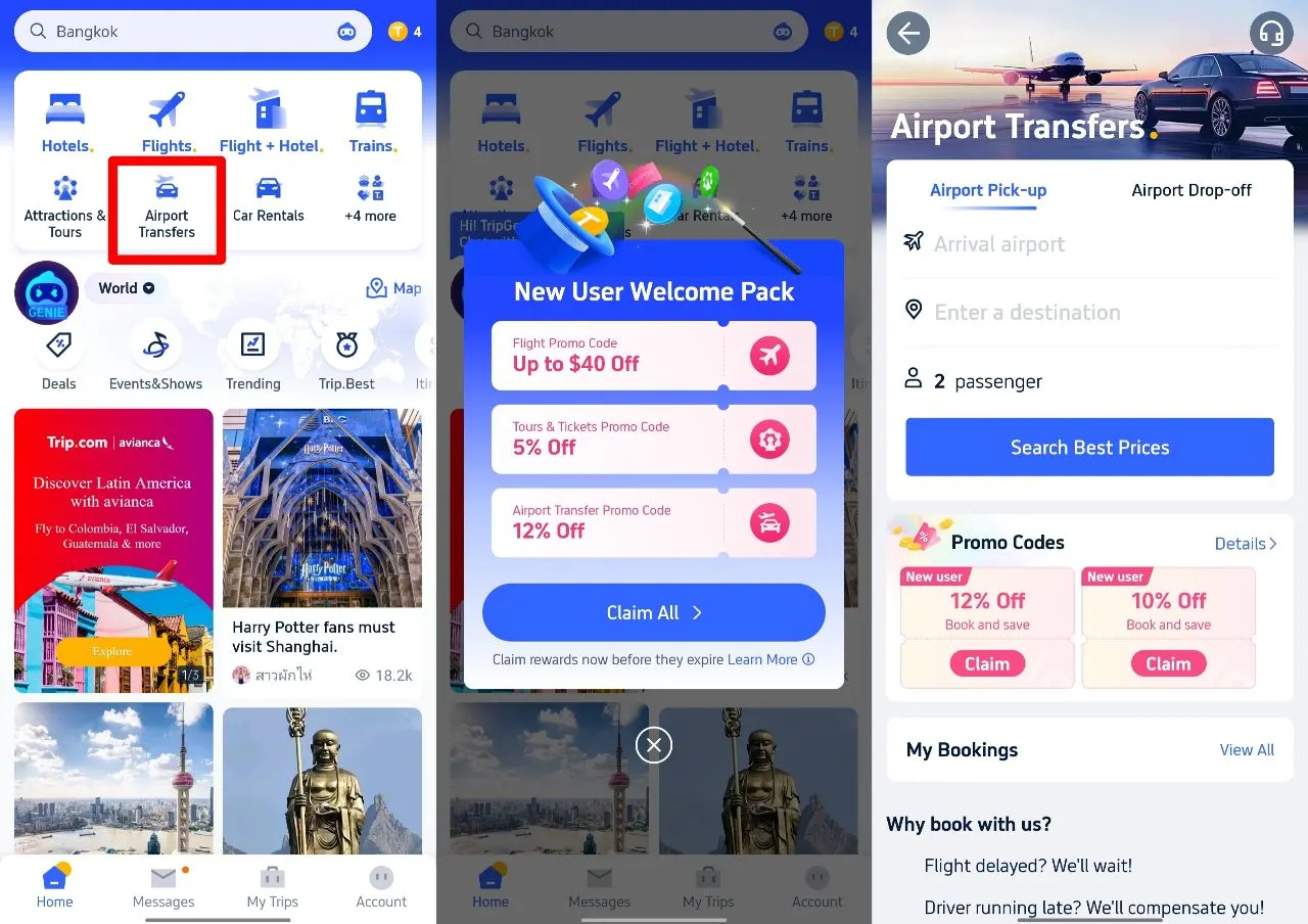 Trip.com Airport Transfer Promo Code on App