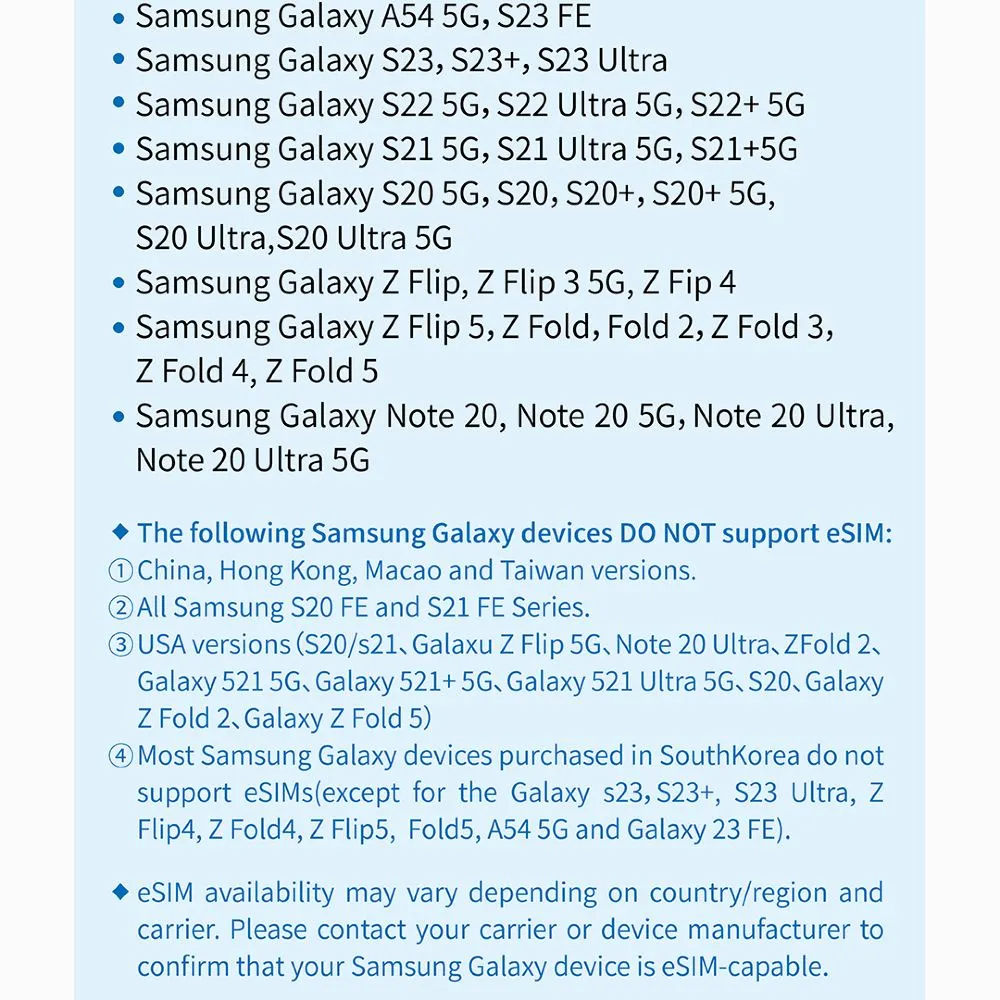 eSIM compatible devices