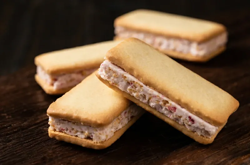 葵乃庄「ジャージーミルク&ラズベリー エアインチョコサンドクッキー」