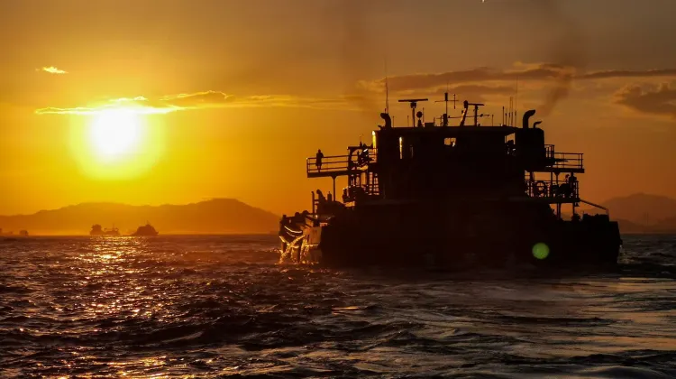 Hong Kong skyline - View of Star Ferry at sunset
