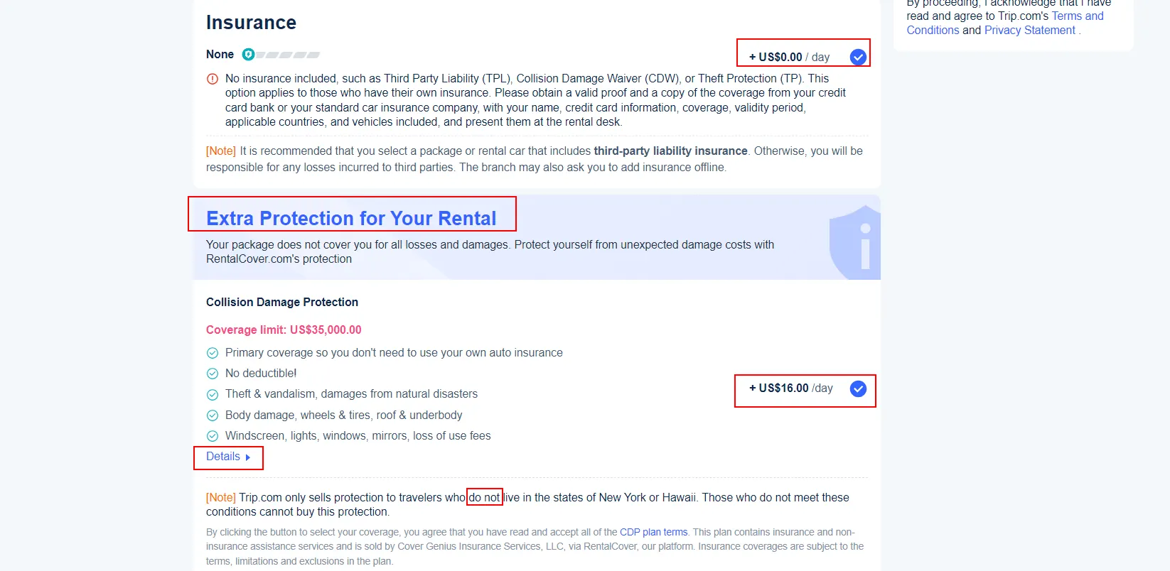 Trip.com Car Rental Insurance Purchase Guide
