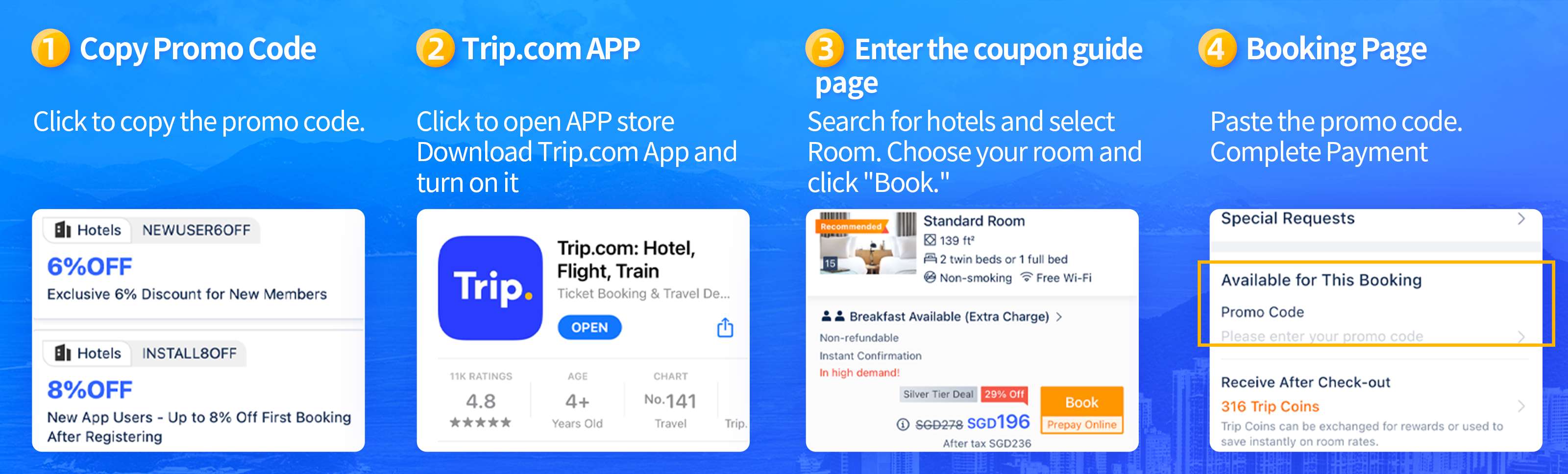 Trip.com Promo Code Singapore: Explanation of how to use coupon