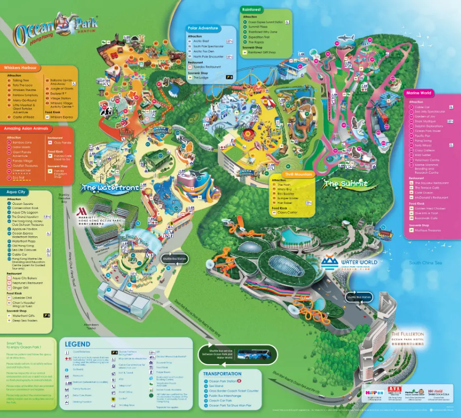 Ocean Park Hong Kong Map 