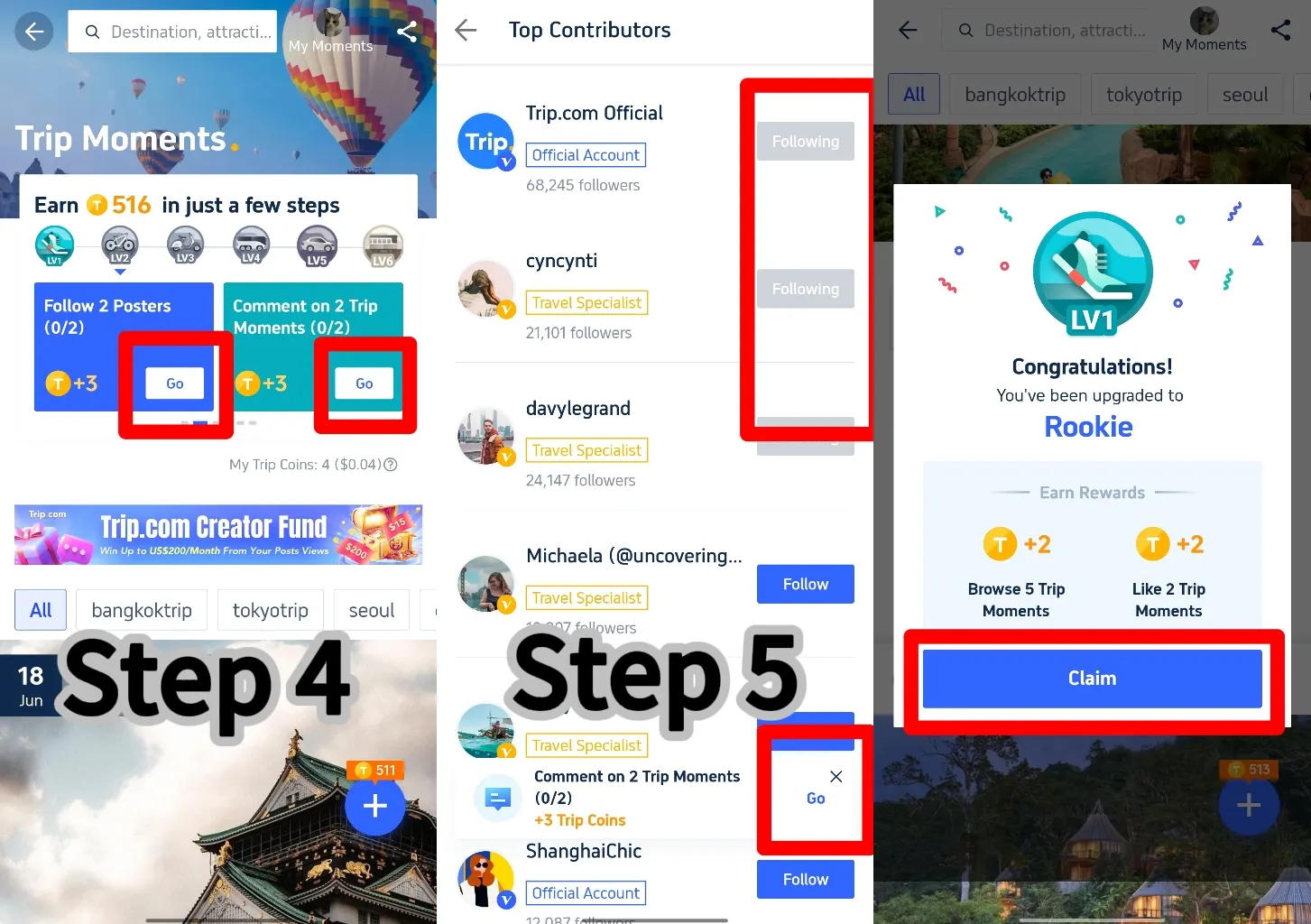 How to Earn Trip Coins on Trip Moments