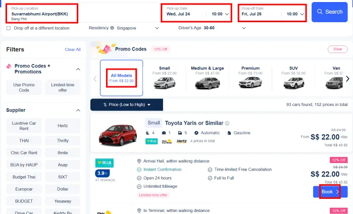 How to Rent a Car from Bangkok Airport to City Centre
