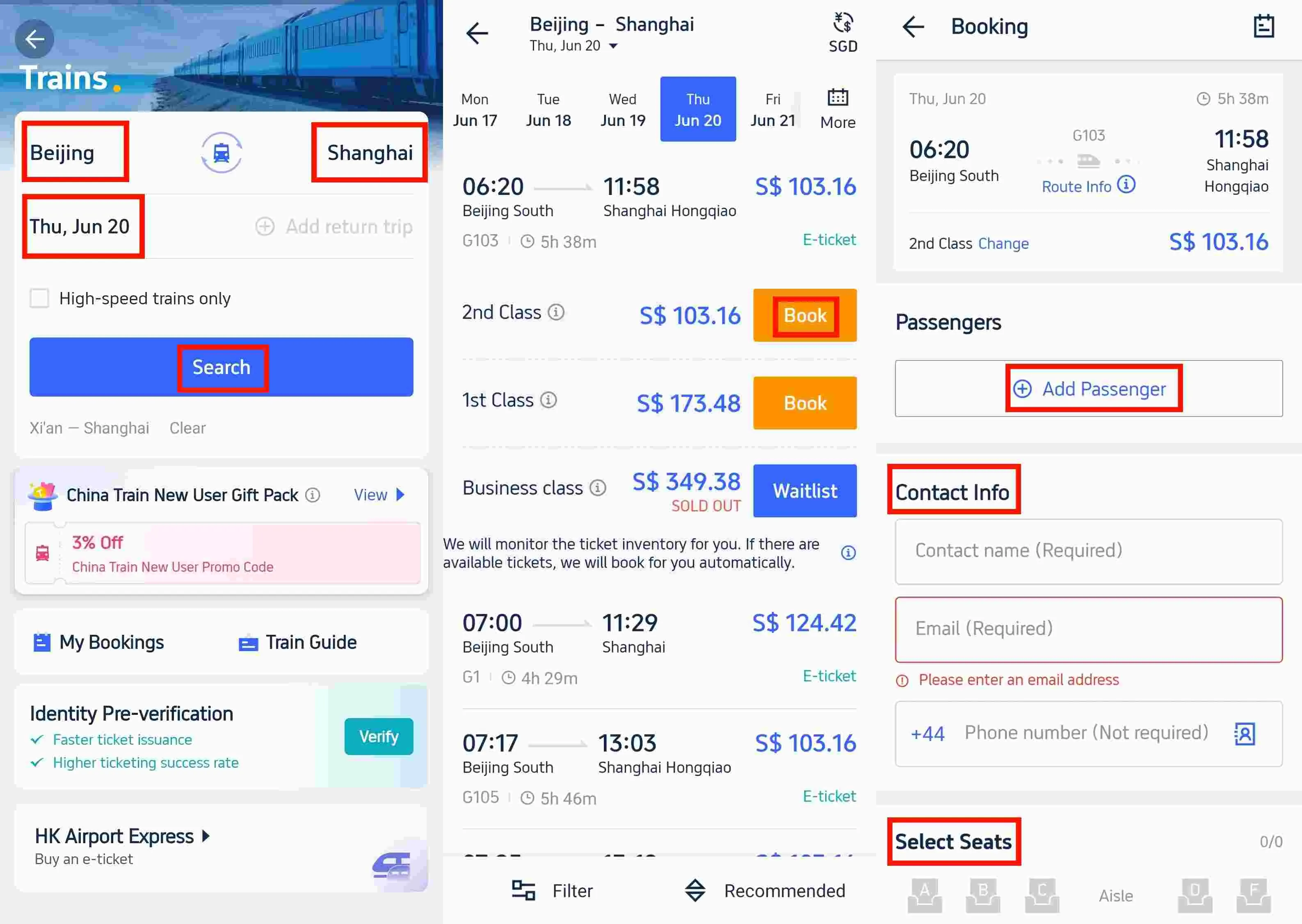 Trip.com China train ticket booking