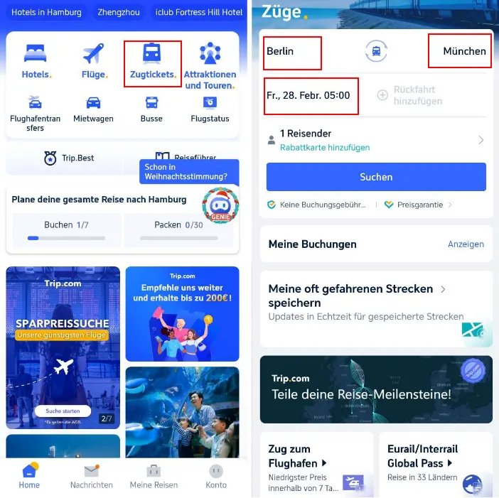 Schritte 1: Bahnticket kaufen