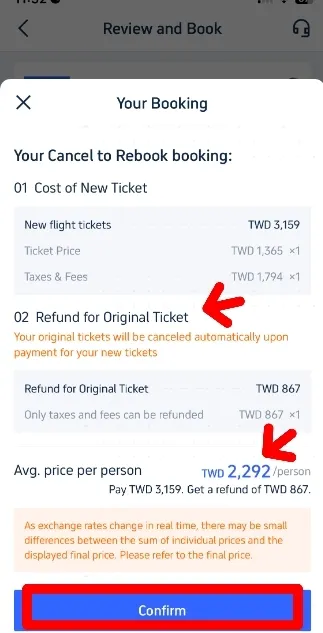 Trip.com Change Flight | Step 5: Confirm Booking