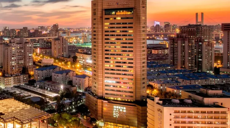 Exterior of hotel building at night - Four Points by Sheraton Shanghai